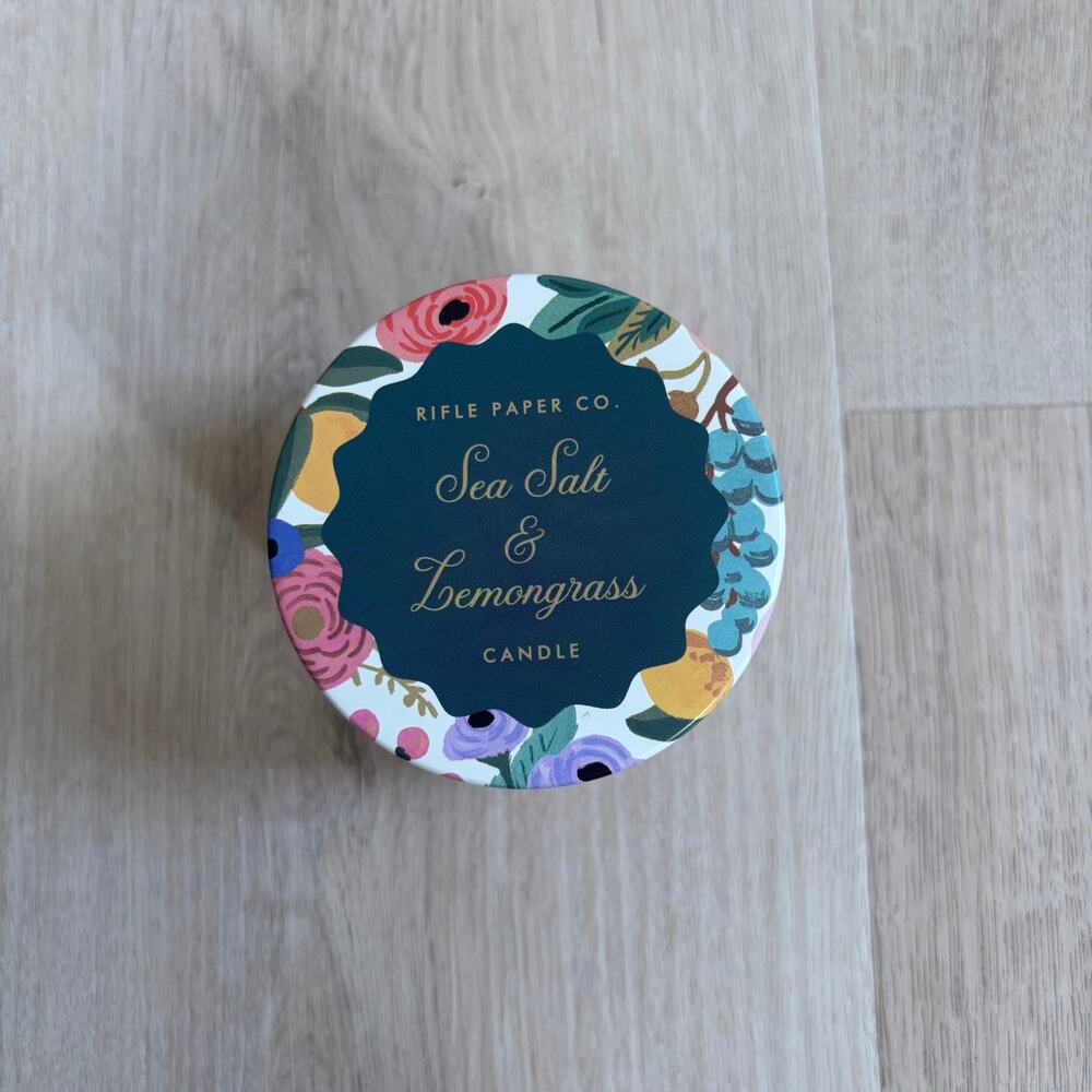 Rifle Paper NWT Sea Salt & Lemongrass Soy Blend 3oz. Jar Candle